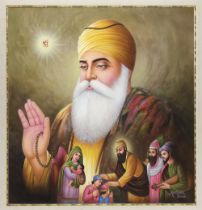 GURU NANAK (1469-1539) BY THE ARTIST MOHINDER SINGH, INDIA, SECOND HALF 20TH CENTURY