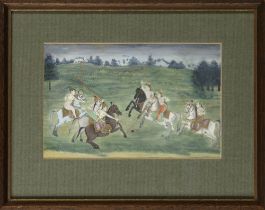 ROYALS PLAYING POLO ON HORSE, INDIA DECCAN, 19TH CENTURY