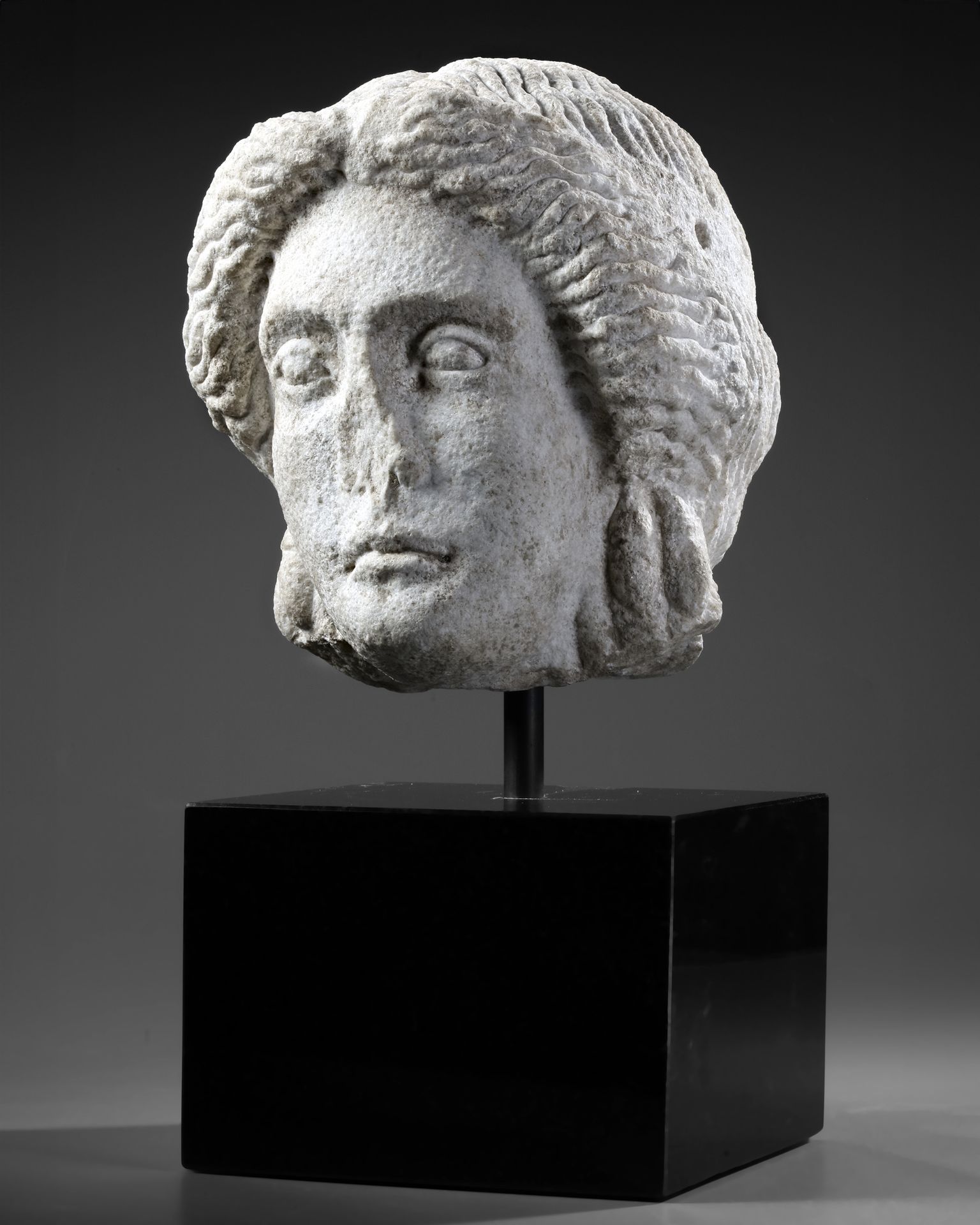 A MARBLE HEAD OF APOLLO, ROMAN 1ST CENTURY AD - Image 2 of 7