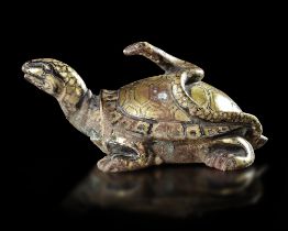 A GILT BRONZE TORTOISE-FORM WEIGHT, MING DYNASTY (1368-1644) OR LATER