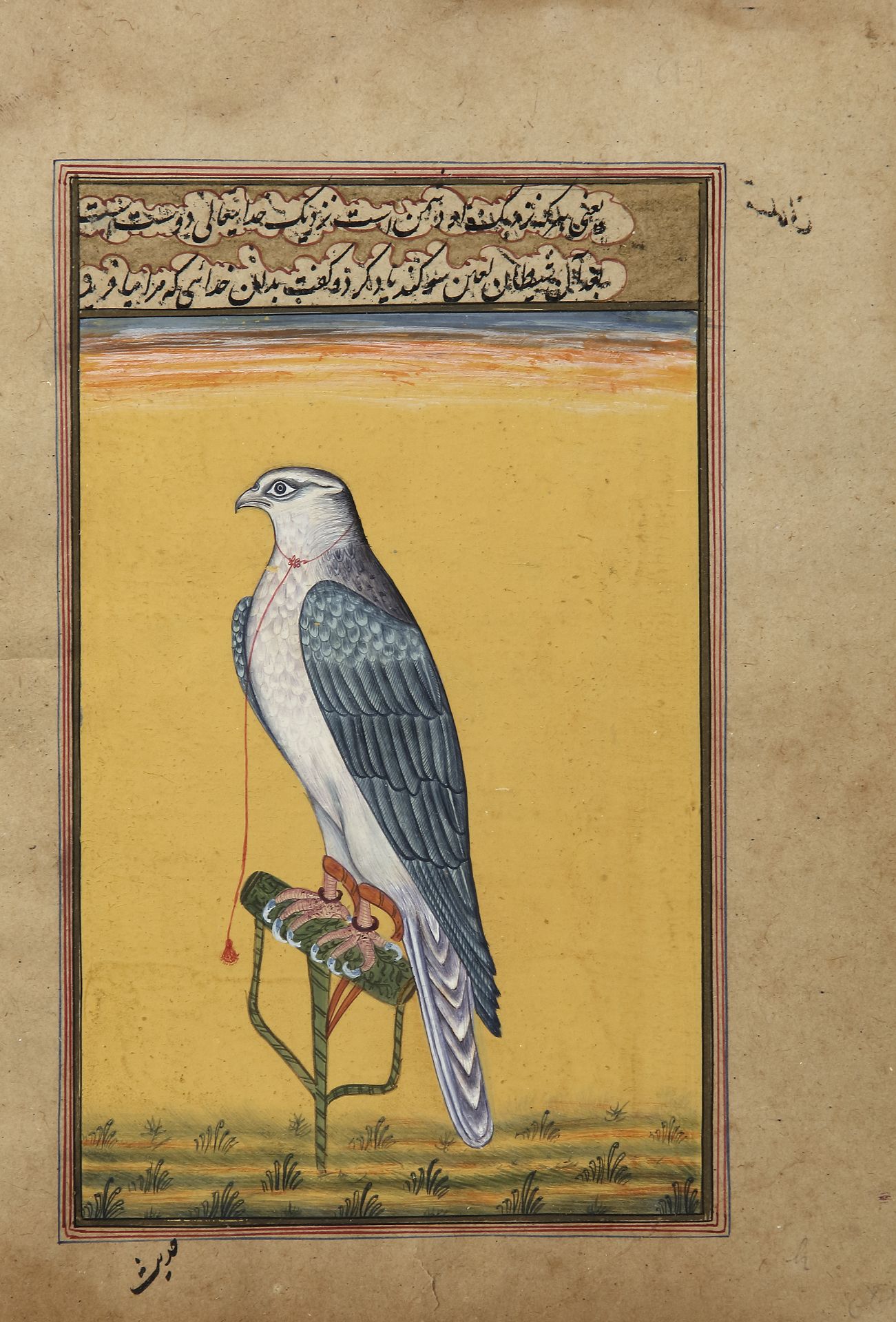 A PAINTING OF A FALCON, DELHI INDIA, LATE 20TH CENTURY - Bild 2 aus 2