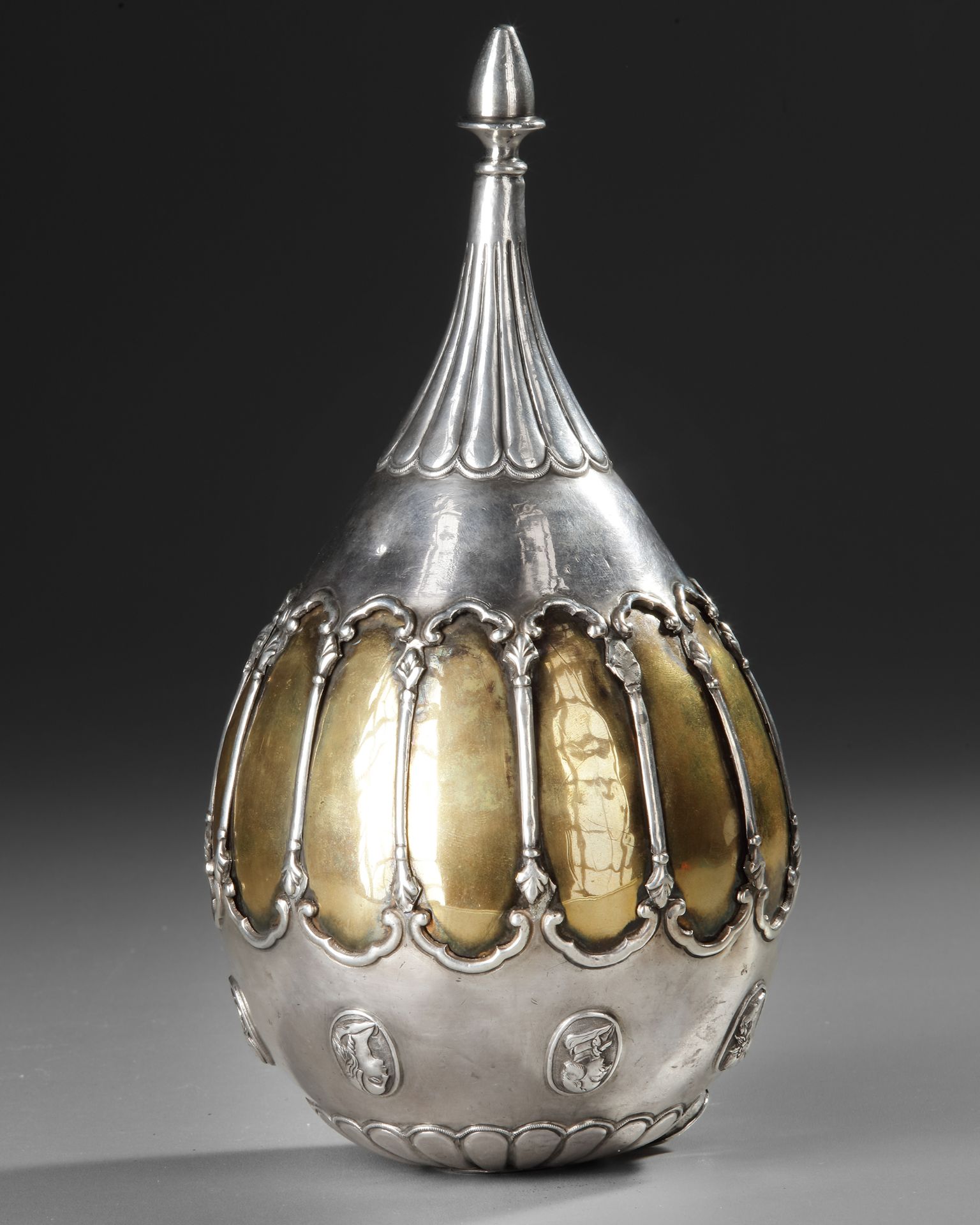 A QAJAR SILVER HOOKAH BASE, PERSIA, 19TH CENTURY - Image 3 of 4