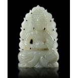 A CHINESE CARVED JADE SEATED BUDDHA, QING DYNASTY (1644–1911)