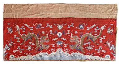 A CHINESE DRAGON EMBROIDERED PANEL, LATE QING DYNASTY (1644-1911)