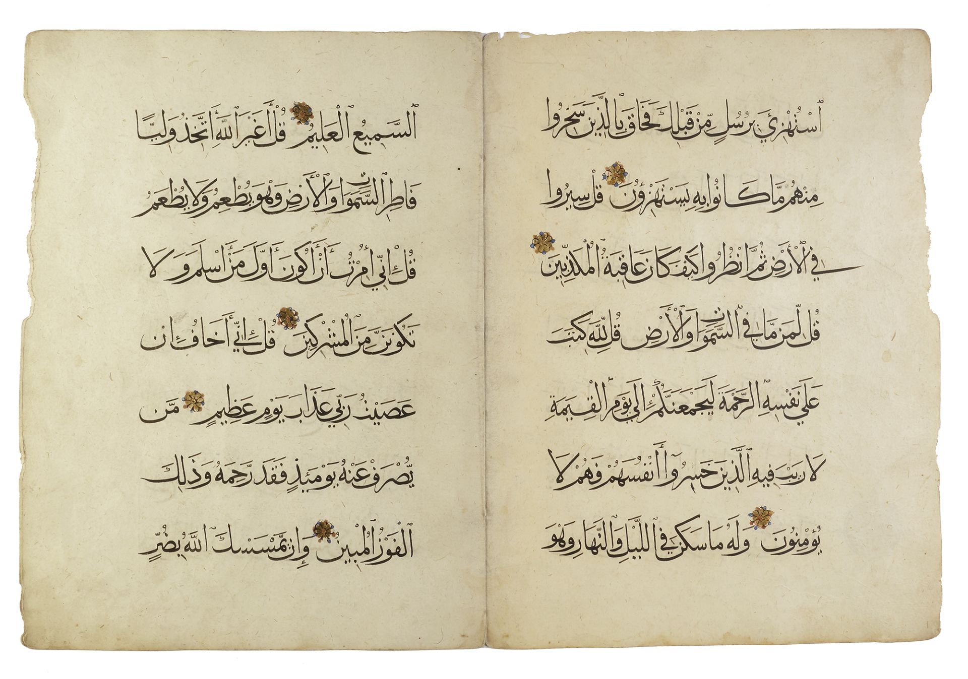 FIVE QURAN MUHAQQAQ FOLIOS, OTTOMAN, 14TH CENTURY - Image 2 of 3