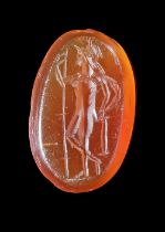 A CARNELIAN INTAGLIO SHOWING MARS OR ARES, 2ND-3RD CENTURY AD