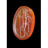 A CARNELIAN INTAGLIO SHOWING MARS OR ARES, 2ND-3RD CENTURY AD