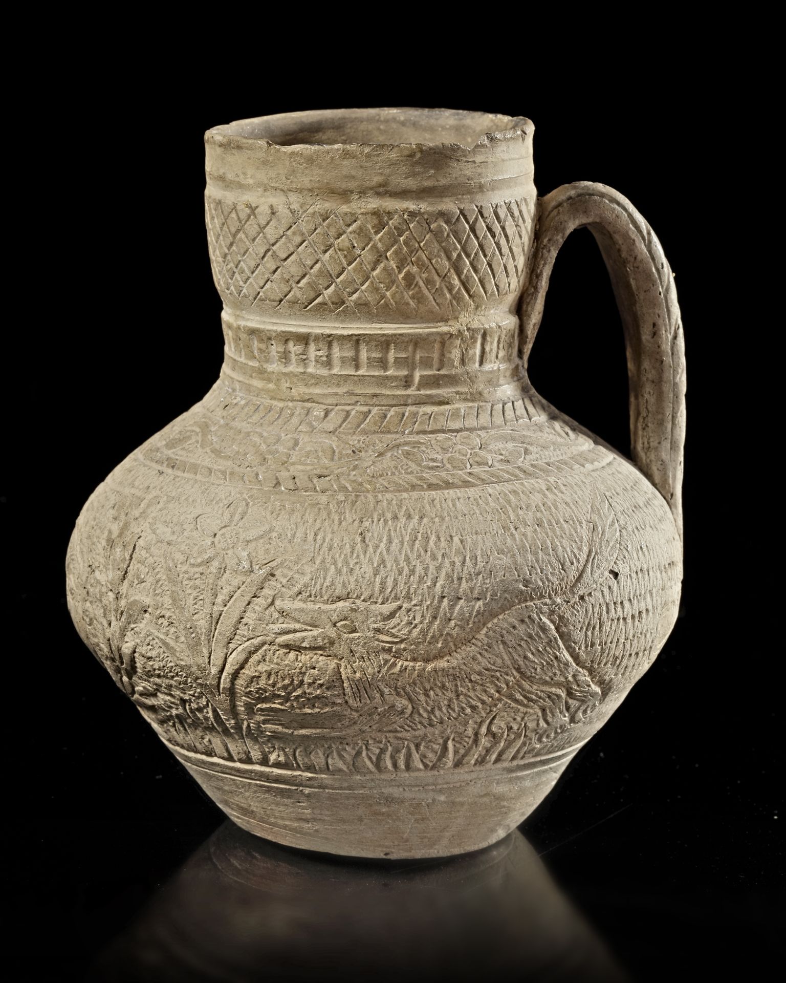 A SELJUK POTTERY UNGLAZED JUG, PERSIA, 12TH CENTURY - Image 2 of 5