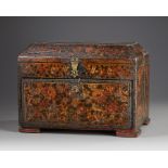 A PERSIAN WOODEN CHEST WITH DRAWERS