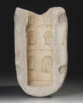 A ROMAN PLASTER MOULD FOR A CYLINDRICAL RED WARE VESSEL, 4TH-5TH CENTURY AD