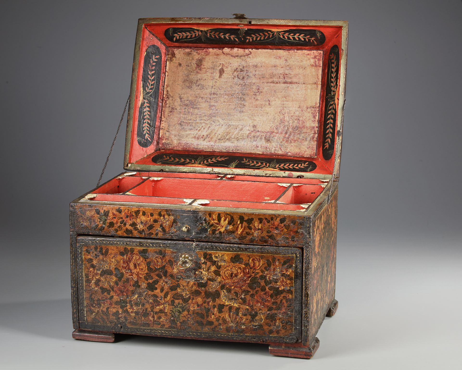 A PERSIAN WOODEN CHEST WITH DRAWERS - Image 2 of 5