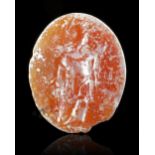 CARNELIAN INTAGLIO WITH A STANDING MARS, 2ND CENTURY AD