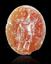 CARNELIAN INTAGLIO WITH A STANDING MARS, 2ND CENTURY AD