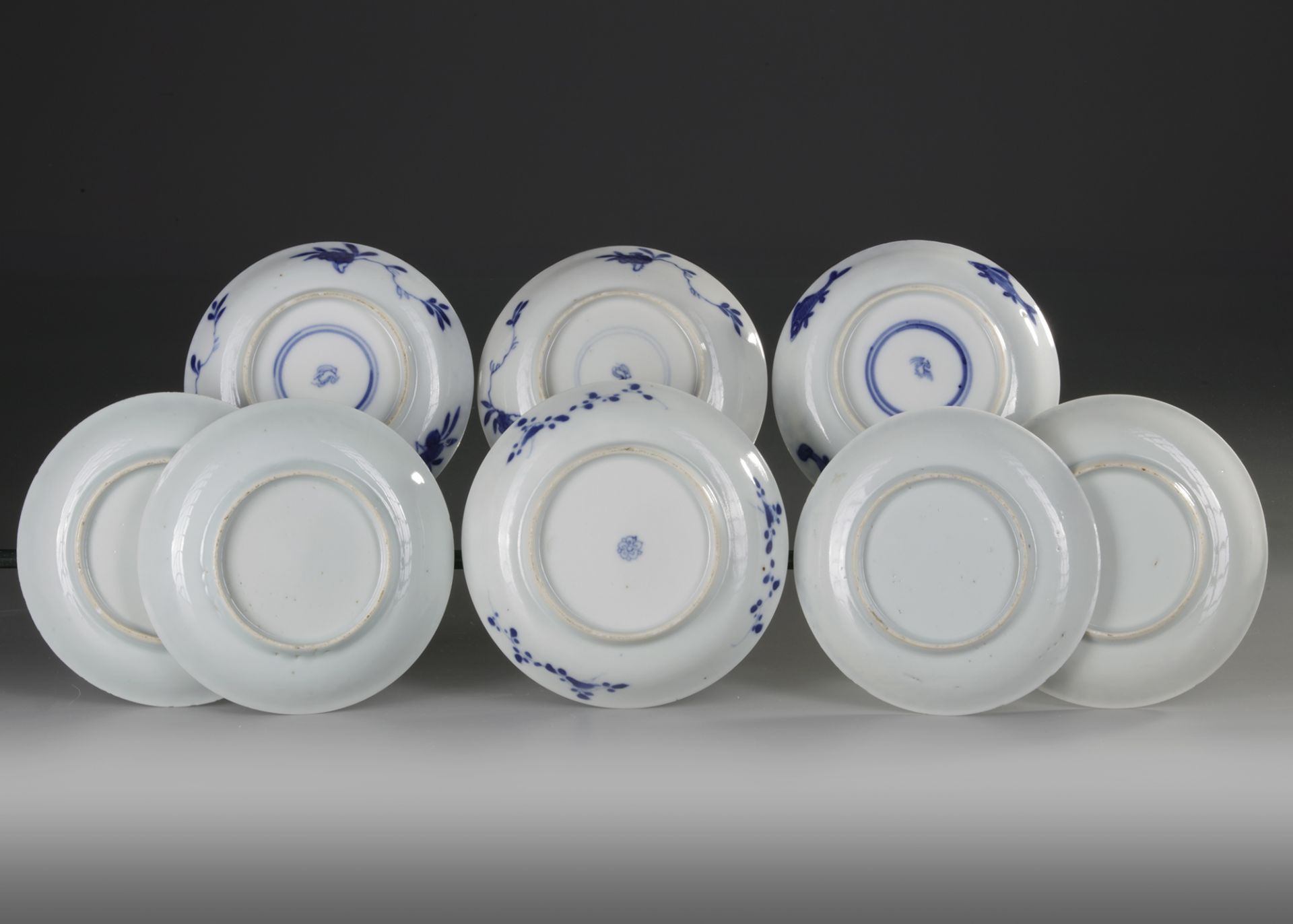 EIGHT CHINESE BLUE AND WHITE SAUCER DISHES, 18TH CENTURY - Image 2 of 2