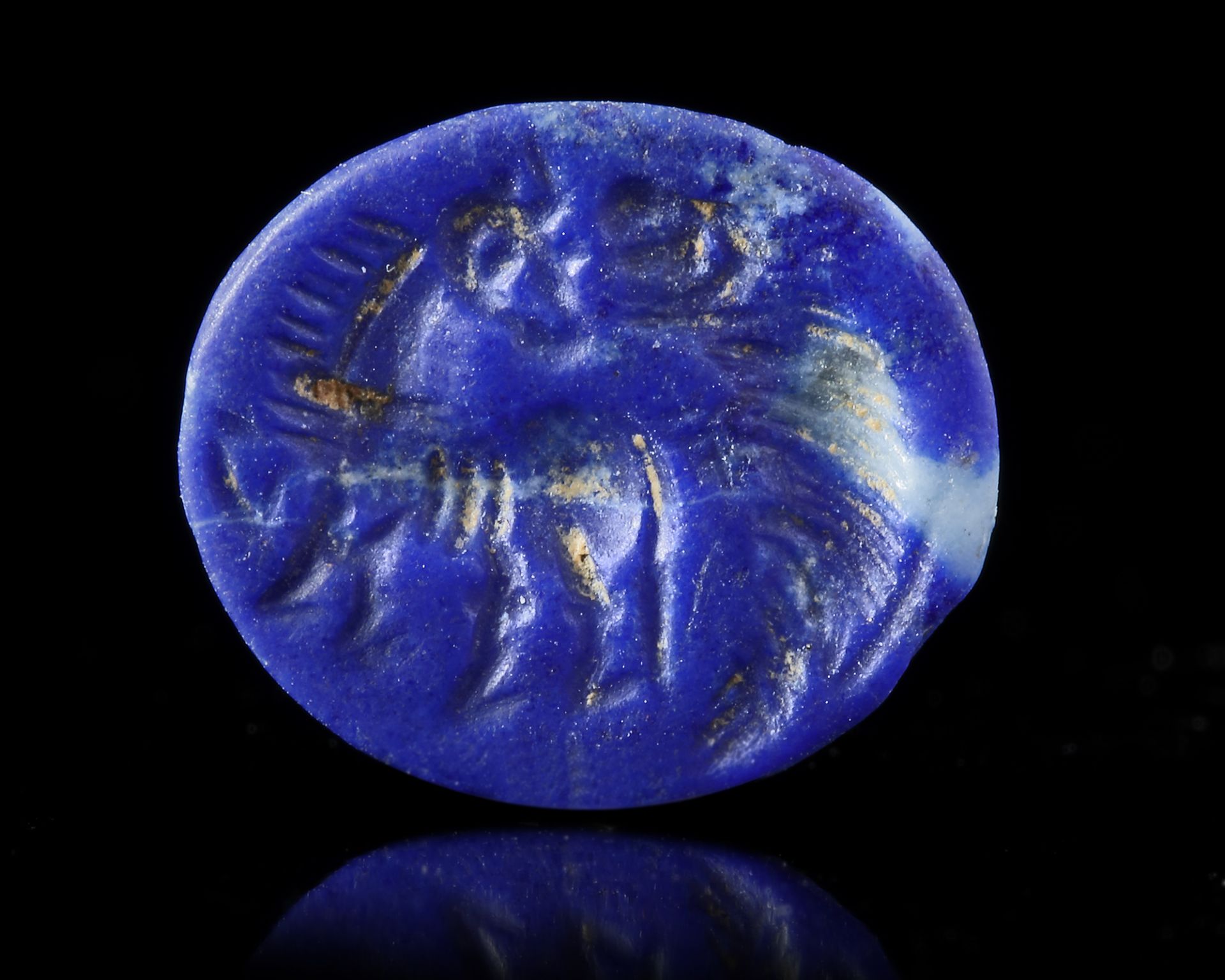 A LAPIS LAZULI INTAGLIO WITH A HORSE, SASSANIAN, 3RD-4TH CENTURY AD