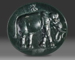 A ROMAN INTAGLIO OF AN ELEPHANT, 1ST CENTURY BC-AD