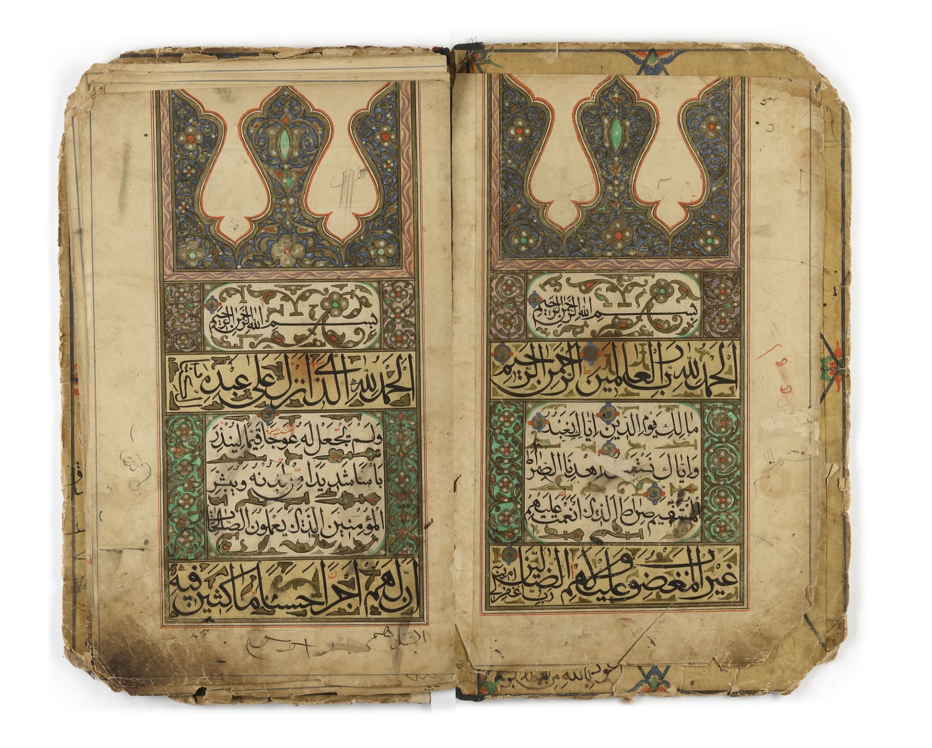 THREE QURAN SECTIONS, CENTRAL ASIA, LATE 19TH CENTURY - Image 3 of 8