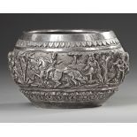 A BURMESE SILVER THABEIK BOWL, 19TH CENTURY