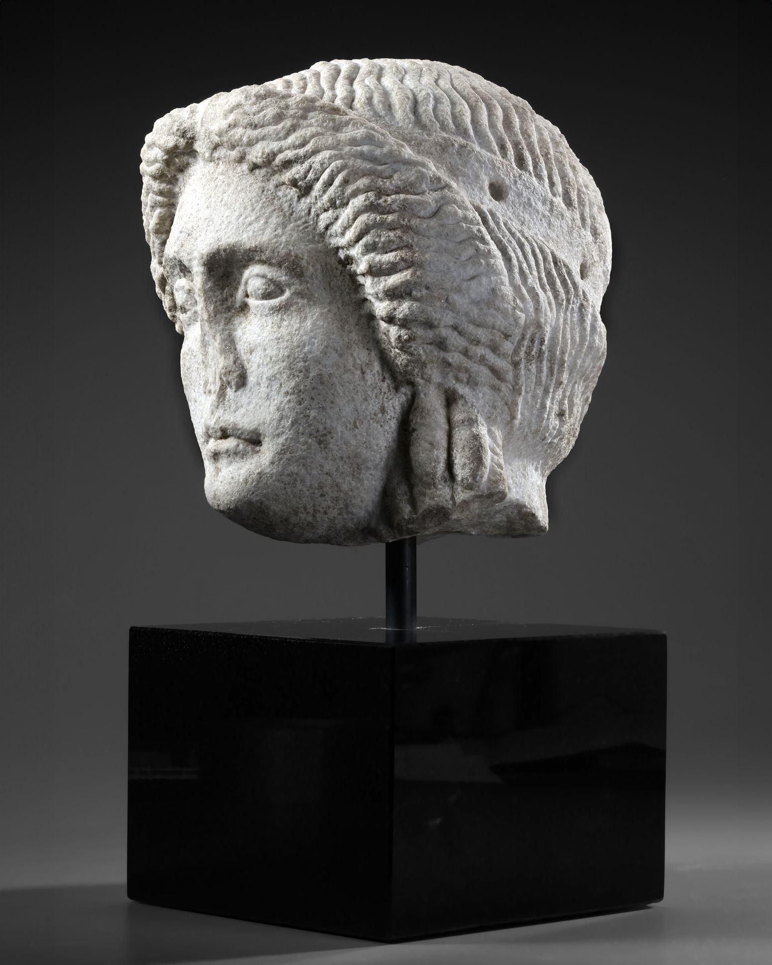 A MARBLE HEAD OF APOLLO, ROMAN 1ST CENTURY AD - Image 3 of 7