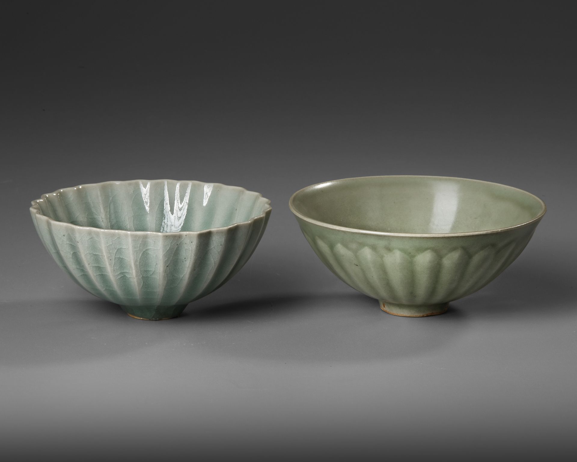 TWO CHINESE LONGQUAN PETAL-LOBED BOWLS, SONG DYNASTY (960-1279)
