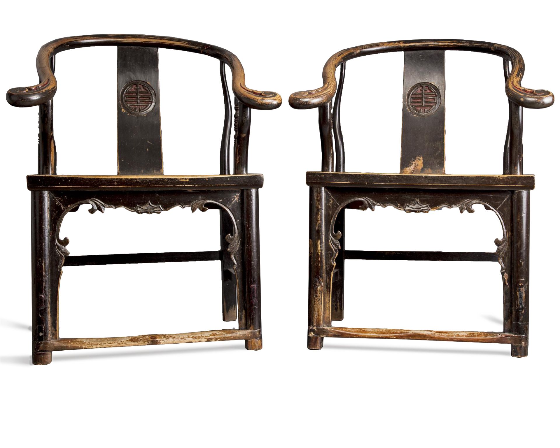 A PAIR OF CHINESE HORSESHOE-BACK ARMCHAIRS, 19TH CENTURY - Image 2 of 5