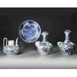 FOUR CHINESE BLUE AND WHITE WARES, MING DYNASTY (1368-1644)