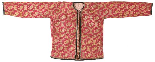 A PERSIAN RED WITH GILT QUILTED CHILDRENS WAISTCOAT, 19TH CENTURY