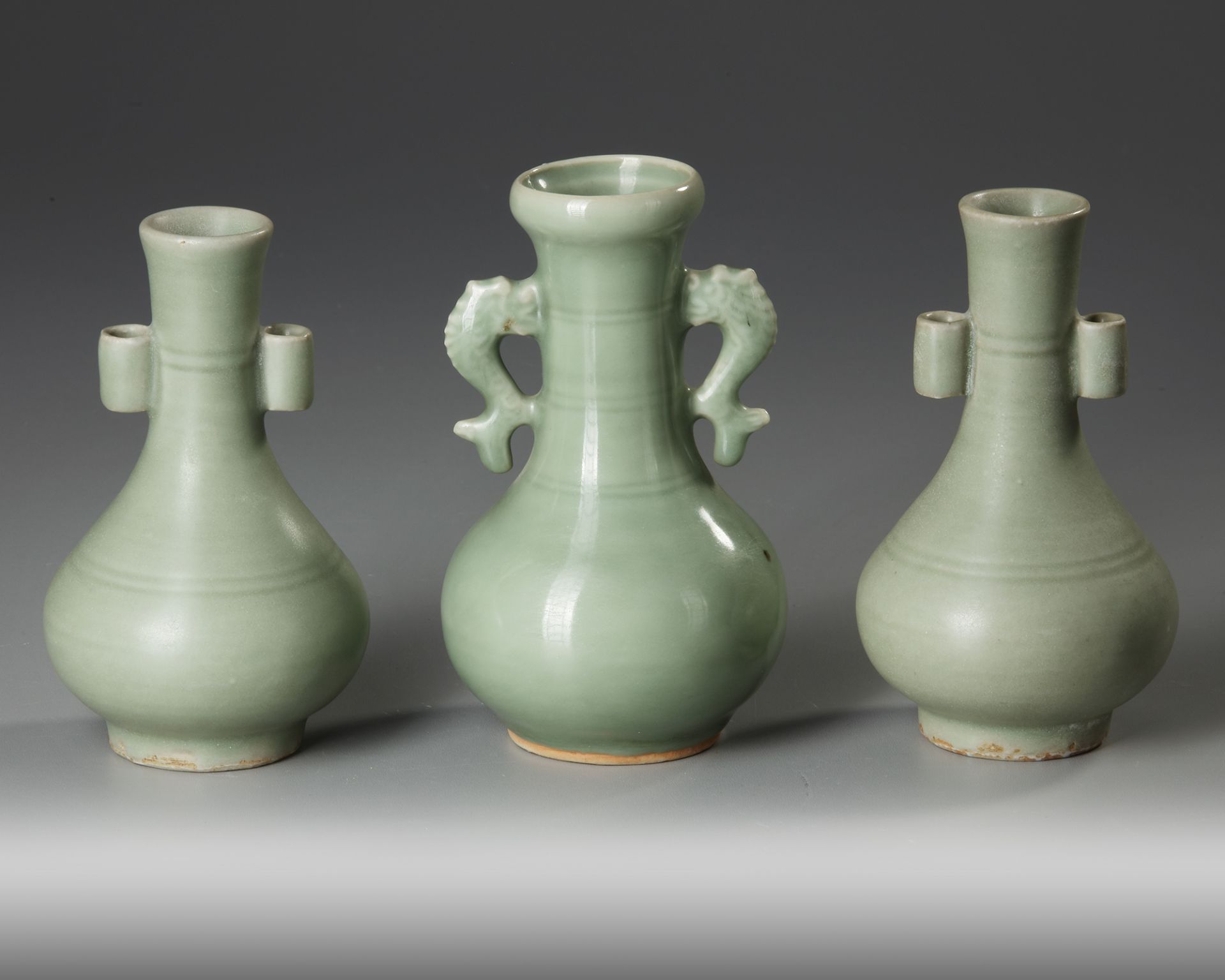 THREE CHINESE LONGQUAN CELADON VASES, SONG DYNASTY (960-1127 ) /YUAN DYNASTY (1271-1368)