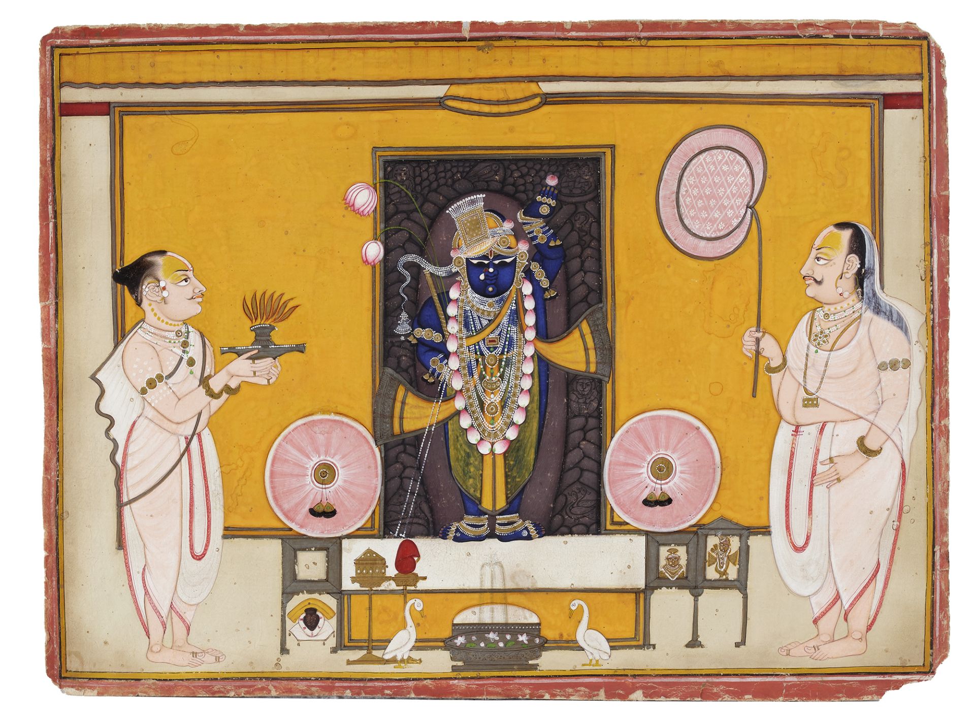 TWO MINIATURE PAINTINGS OF SHRI NATHJI, NATHDWARA AND KOTA, RAJASTHAN, 19TH CENTURY - Image 2 of 3