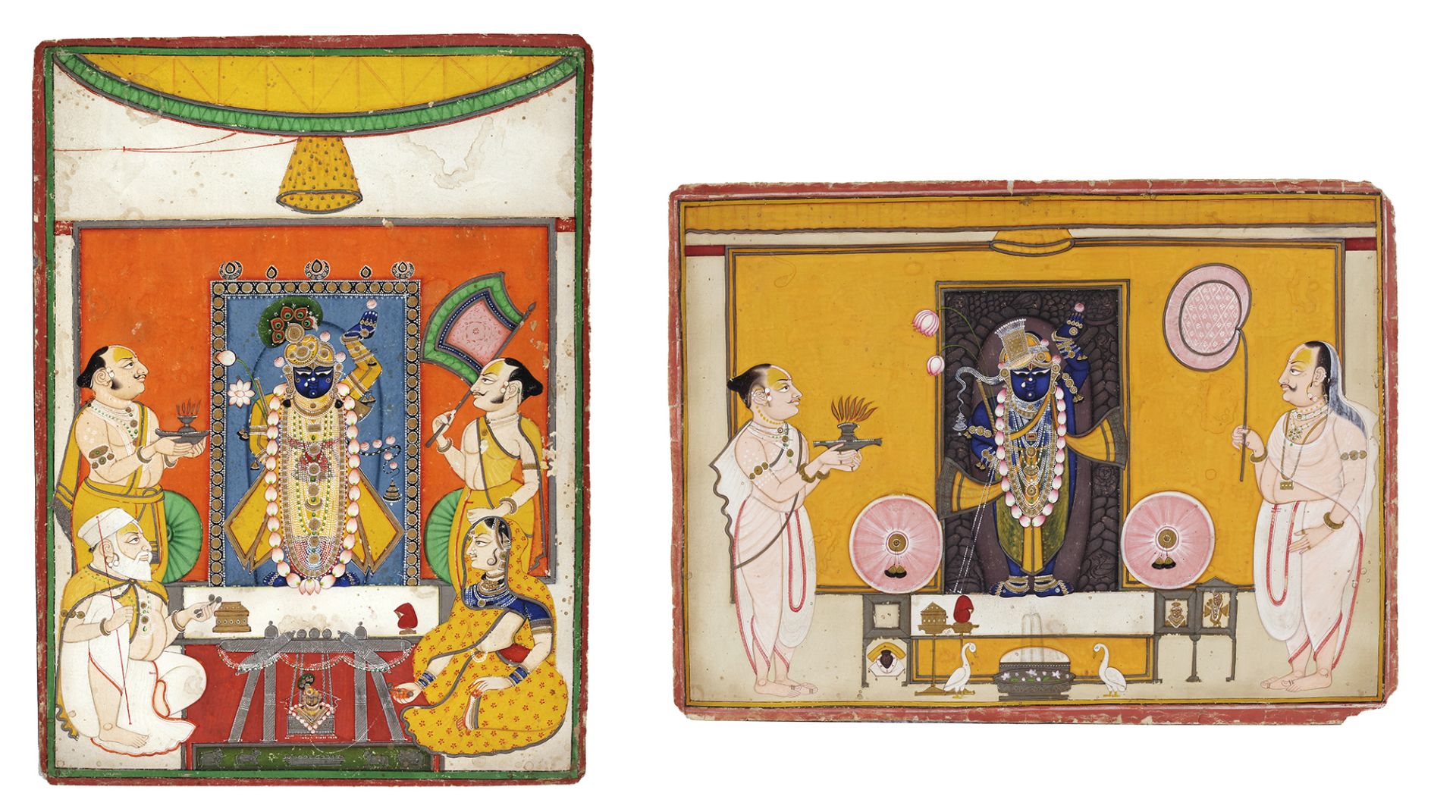 TWO MINIATURE PAINTINGS OF SHRI NATHJI, NATHDWARA AND KOTA, RAJASTHAN, 19TH CENTURY