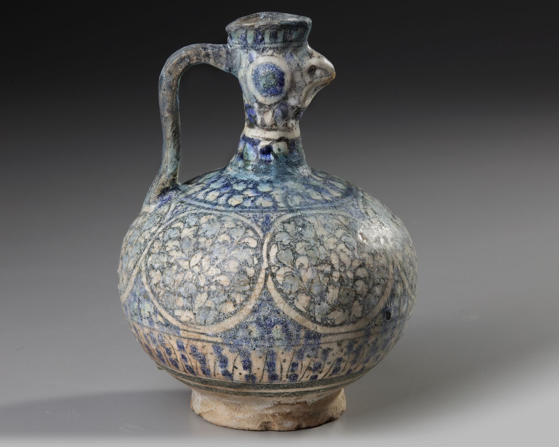 A SULTANABAD POTTERY COCKEREL-HEAD POTTERY EWER, PERSIA, 12TH CENTURY - Image 2 of 4