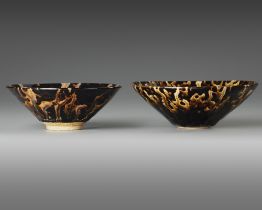 TWO CHINESE 'TORTOISESHELL' GLAZED BOWLS, QING DYNASTY (1644–1911)