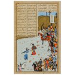 A SCENE OF SHAHNAMA MINIATURE ON PAPER, PERSIA, 17TH CENTURY