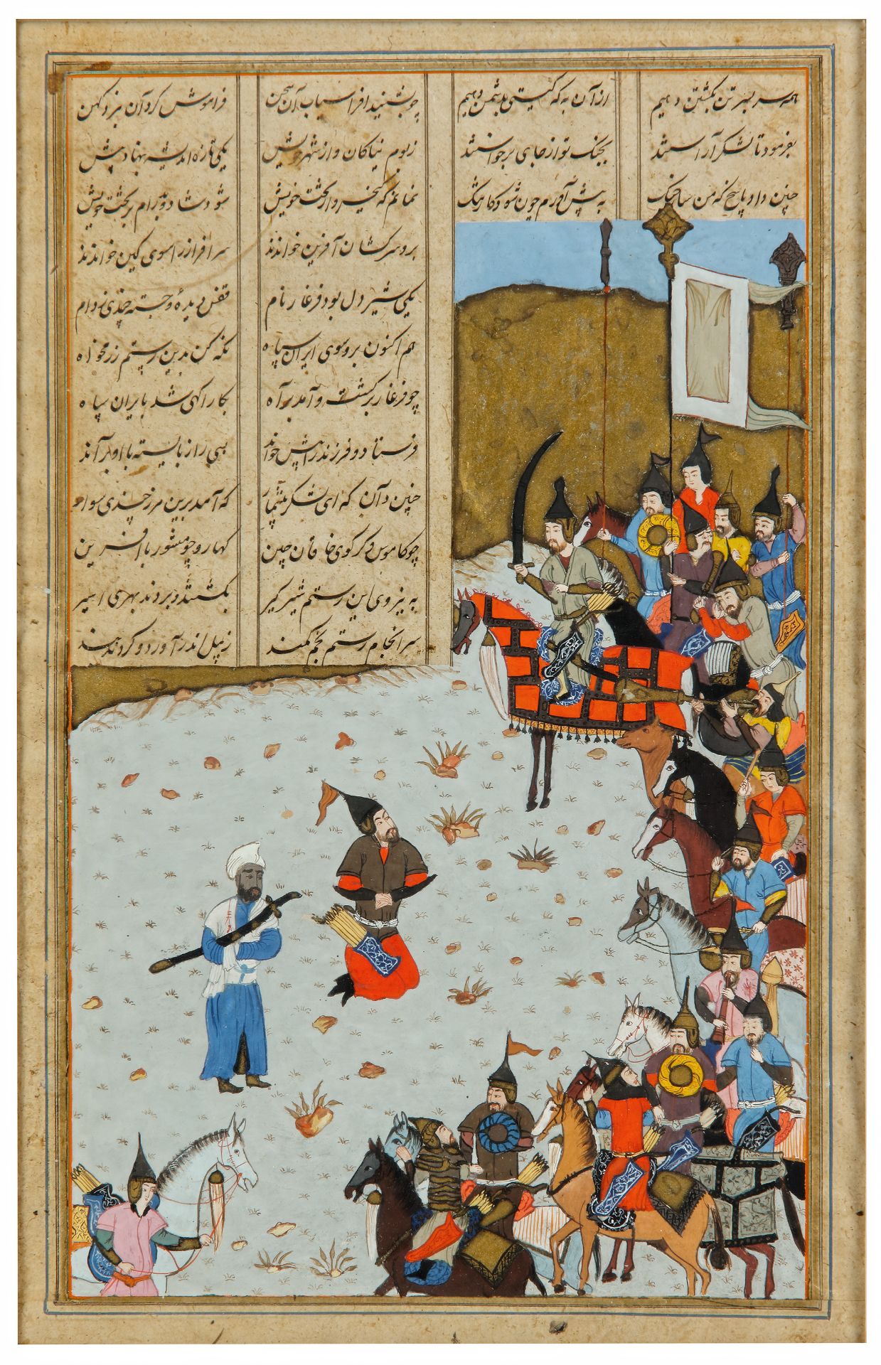 A SCENE OF SHAHNAMA MINIATURE ON PAPER, PERSIA, 17TH CENTURY