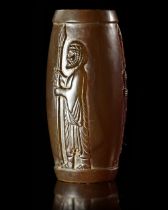 AN ACHAEMENID HANDLE OR SEAL IN BROWN AGATE, CIRCA 500 BC