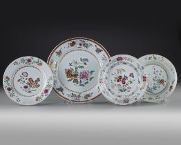 FOUR CHINESE FAMILLE ROSE DISHES, 18TH CENTURY