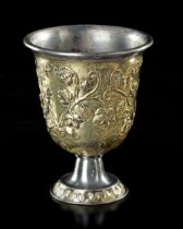 A PARCEL GILT SILVER PEDESTAL CUP, 4TH CENTURY AD