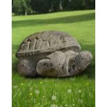 A SUBSTANTIAL LIMESTONE MODEL OF A GIANT TORTOISE, LATE 20TH CENTURY