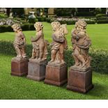 SET OF FOUR COMPOSTION STONE FIGURES REPRESENTING THE FOUR SEASONS, 20TH CENTURY