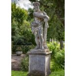 A SCULPTED LIMESTONE MODEL OF HERCULES, FIRST QUARTER 20TH CENTURY