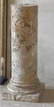 AN ITALIAN BRECCIATED YELLOW MARBLE PEDESTAL COLUMN 19TH CENTURY