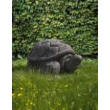 A CARVED LIMESTONE MODEL OF A GIANT TORTOISE, LATE 20TH CENTURY