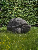 A CARVED LIMESTONE MODEL OF A GIANT TORTOISE, LATE 20TH CENTURY