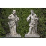 A PAIR OF SCULPTED LIMESTONE MODELS OF SAINTS PETER AND PAUL, 17TH OR 18TH CENTURY