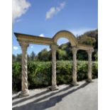 A CARVED LIMESTONE ARCADE, SECOND HALF 20TH CENTURY