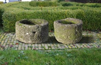 TWO SIMILAR GRITSTONE PLANTERS, 18TH CENTURY