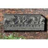 A CARVED MARBLE BAS RELIEF PANEL FRAGMENT OF RECENT MANUFACTURE, AFTER THE ANTIQUE