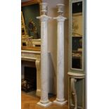 A PAIR OF VARIEGATED WHITE MARBLE COLUMNS, FIRST QUARTER 20TH CENTURY