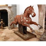 A RARE TOLE-PEINTE ALUMINIUM CAROUSEL HORSE, MID 20TH CENTURY