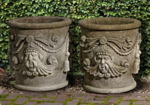 A PAIR OF CARVED LIMESTONE PLANTERS, LATE 20TH CENTURY